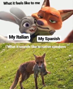 A meme about learning Italian and Spanish at the same time