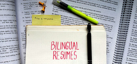 The title "bilingual resumes" on paper