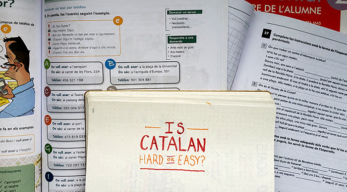 A paper with the words "is Catalan hard or easy to learn" written on it