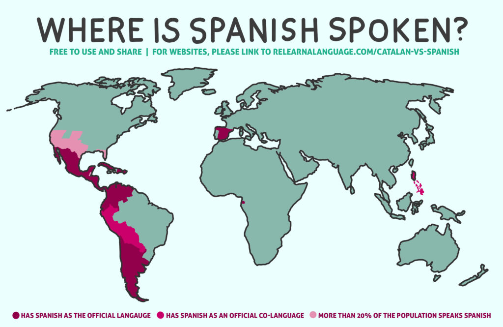 A map of where Spanish is currently spoken