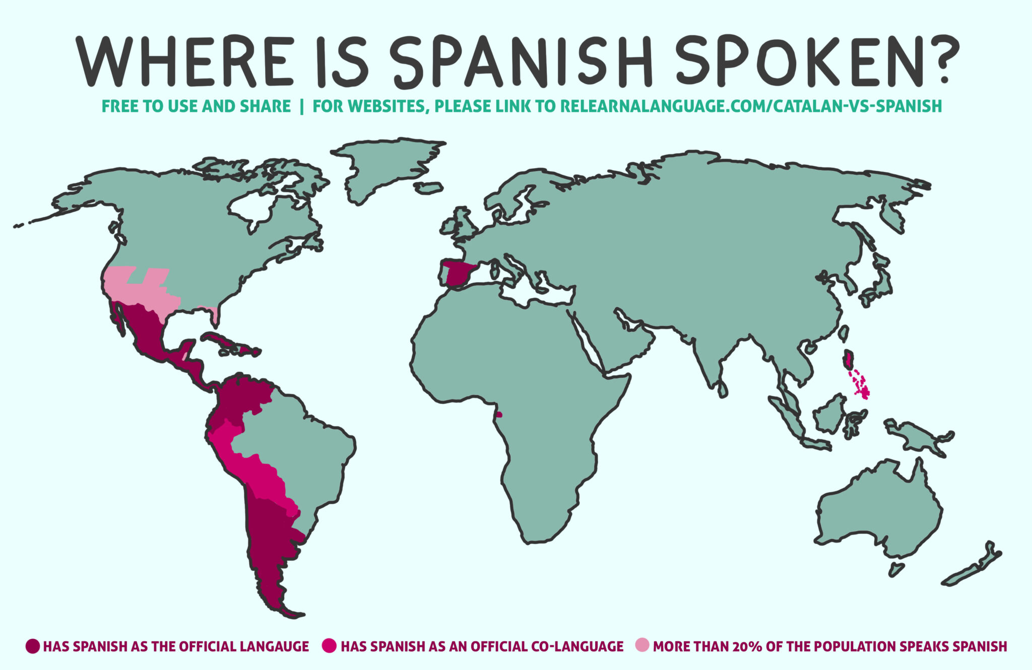 V span. Where Spanish is spoken. Where Spanish is the Official language. Spanish language History. Where Spanish is spoken Map.